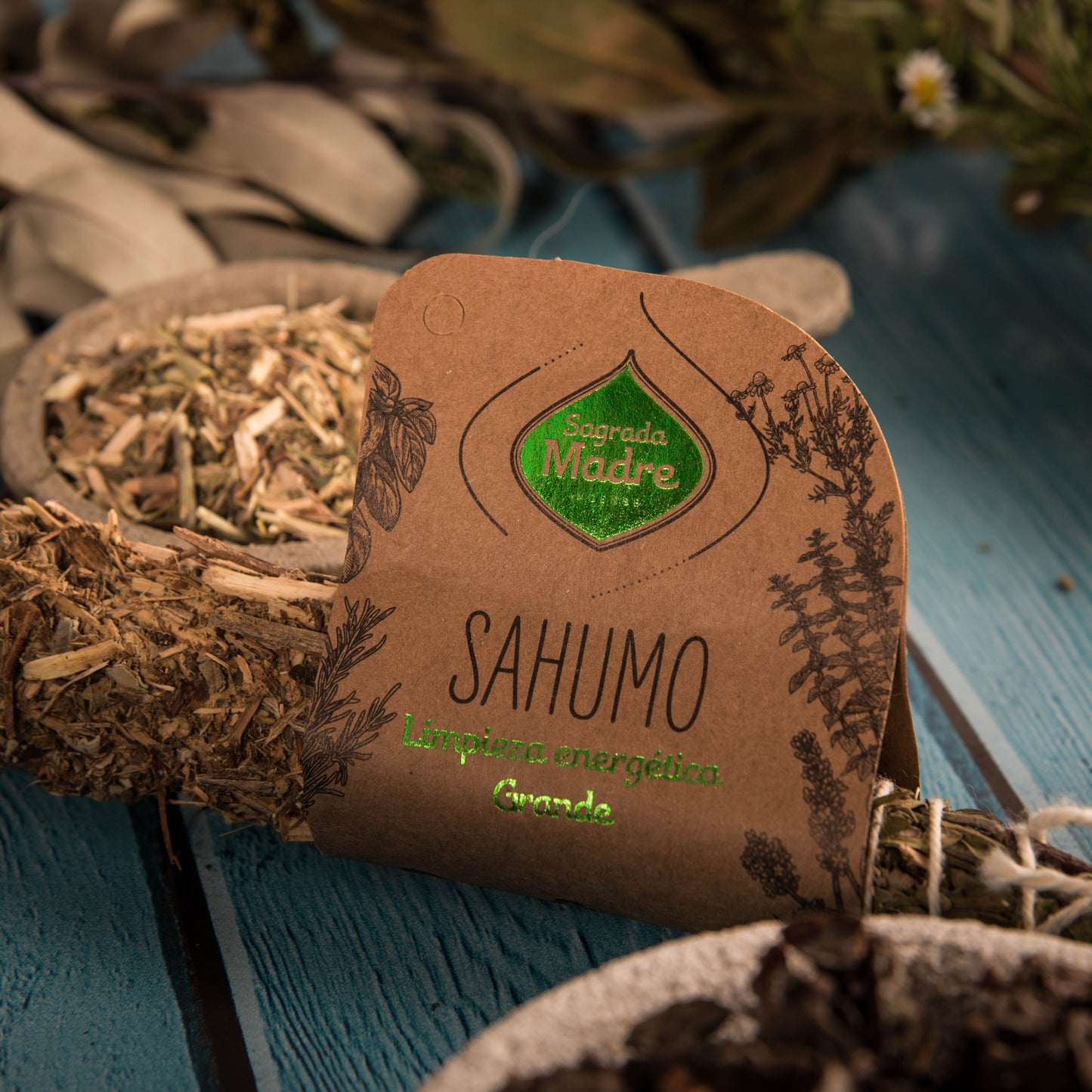 Baghetă de smudging cu 4 plante maestru pentru curățare energetică profundă (SAGRADA MADRE – Sahumos)