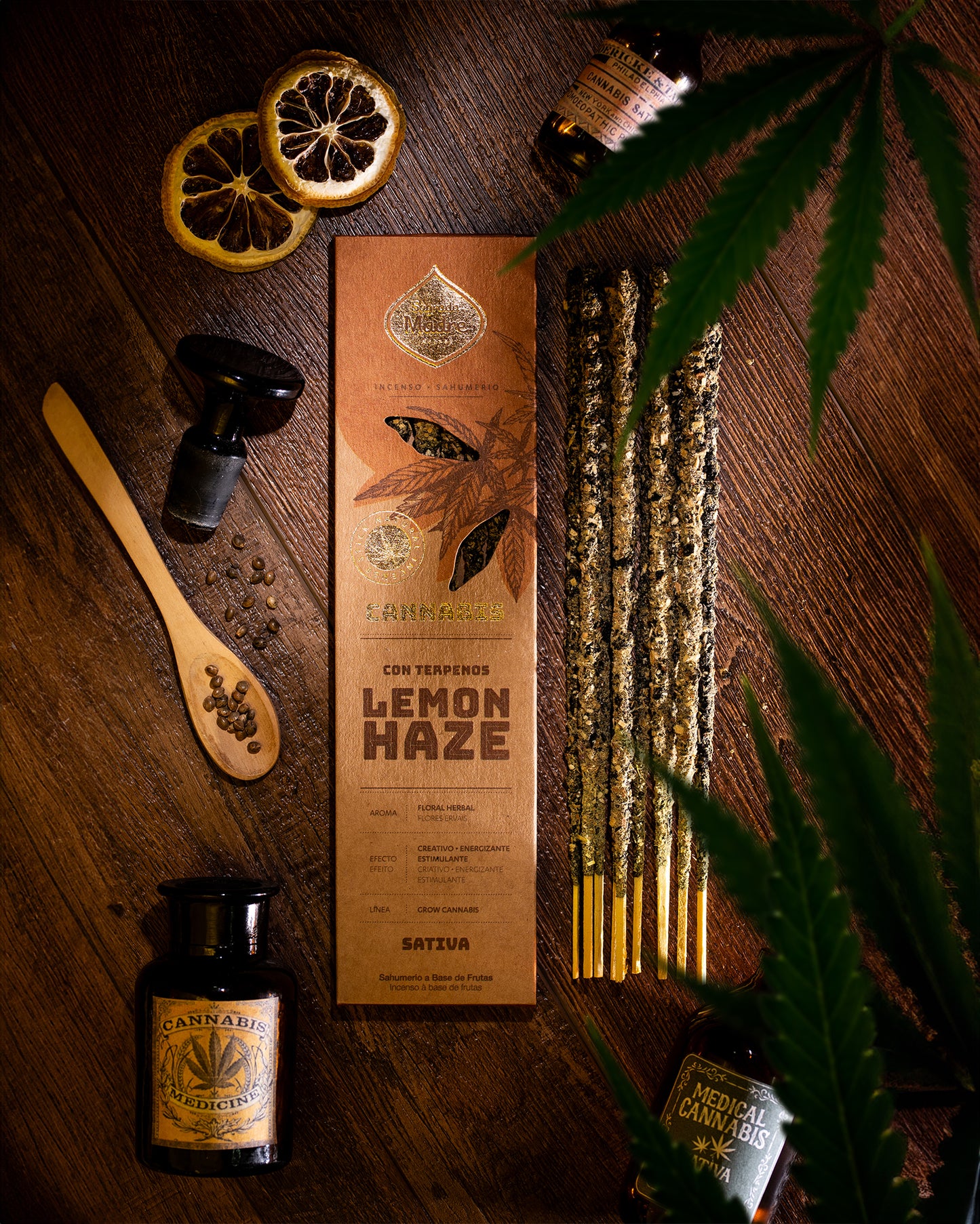 Bețișoare parfumate Lemon Haze cu citrice și flori pentru creativitate și energizare (SAGRADA MADRE – Cannabis)