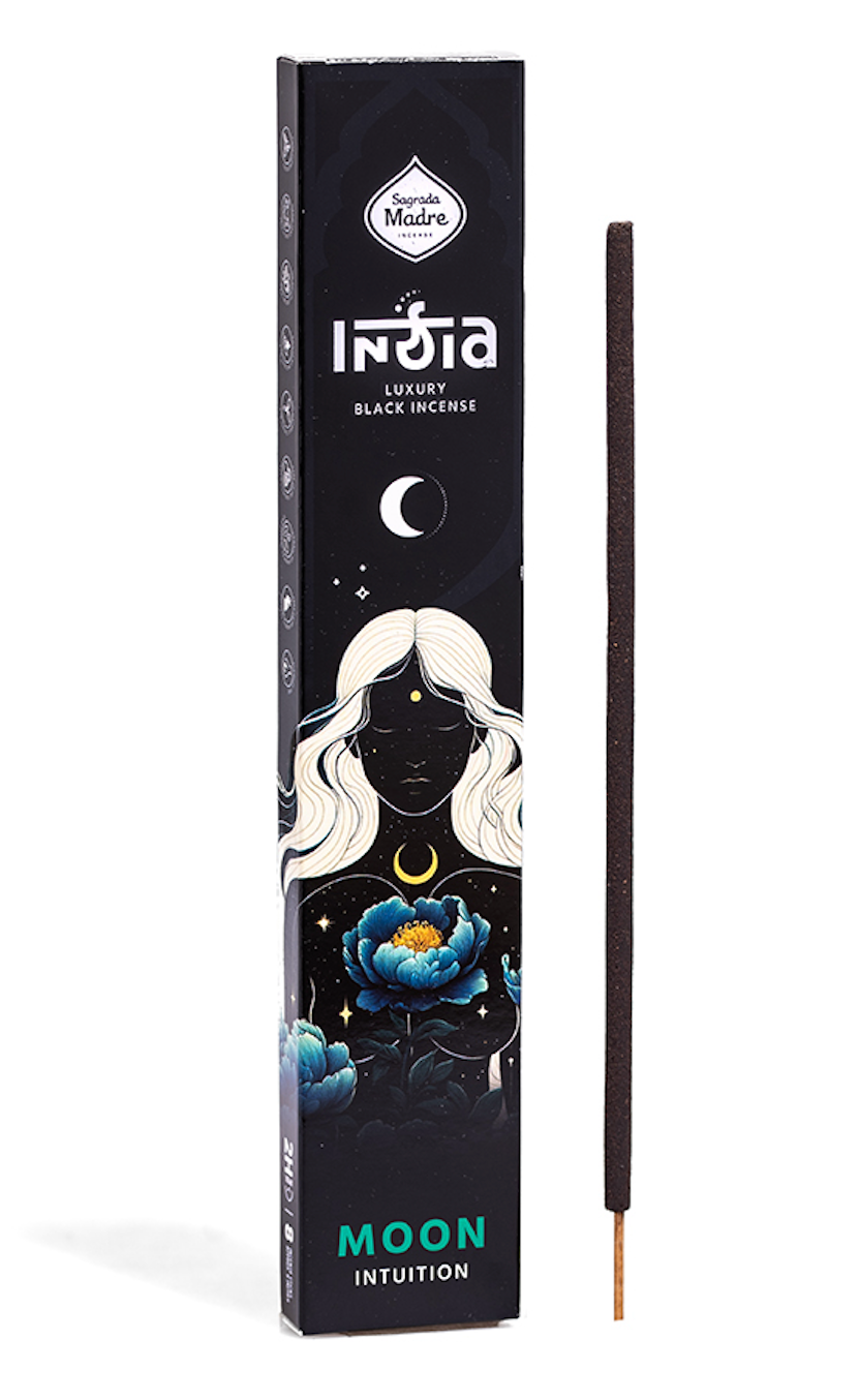 Bețișoare parfumate Moon pentru intuiție și claritate (SAGRADA MADRE – India Black)