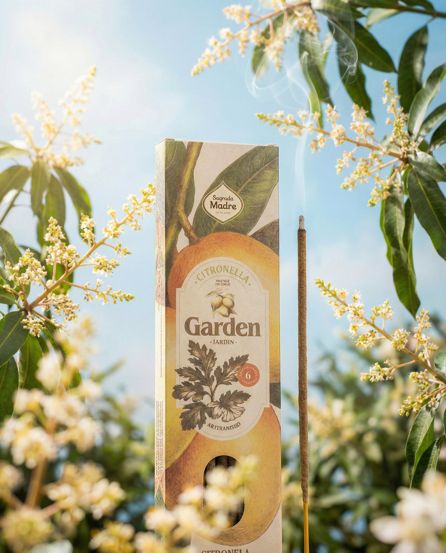 Bețișoare parfumate cu Citronela și Mango pentru energie și bucurie (SAGRADA MADRE – Garden)