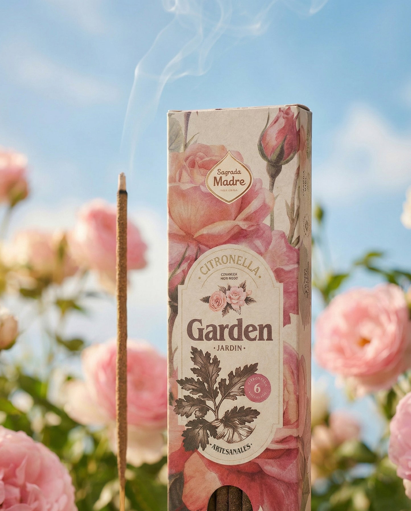 Bețișoare parfumate cu Citronela și Trandafir pentru dragoste și vitalitate (SAGRADA MADRE – Garden)