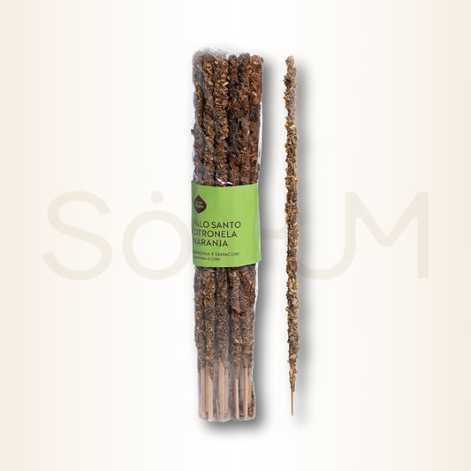 Bețișoare parfumate cu Palo Santo, Citronela și Portocală pentru armonie și vindecare (SAGRADA MADRE – Incenses x20)
