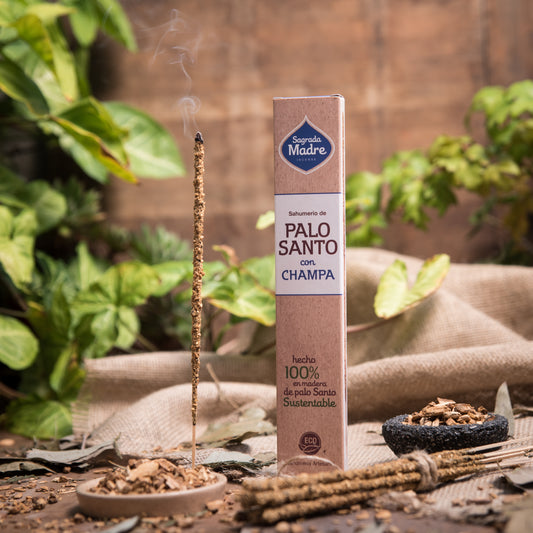 Bețișoare parfumate cu Palo Santo și Champa pentru armonie spirituală și pace interioară (SAGRADA MADRE – Palo Santo Linea)