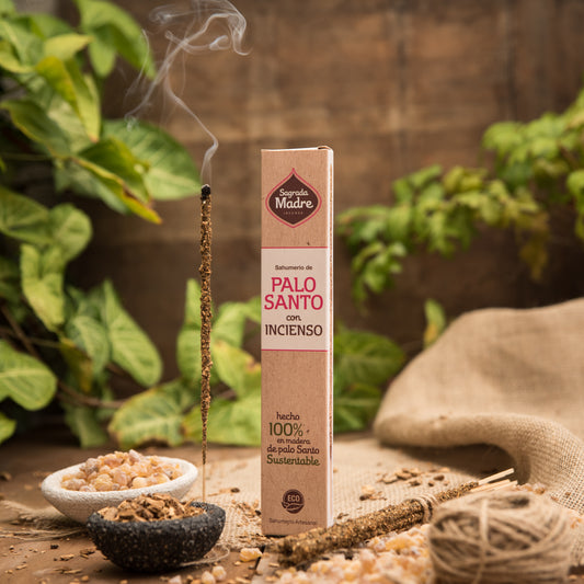 Bețișoare parfumate cu Palo Santo și Tămâie pentru curățare energetică și vindecare (SAGRADA MADRE – Palo Santo Linea)