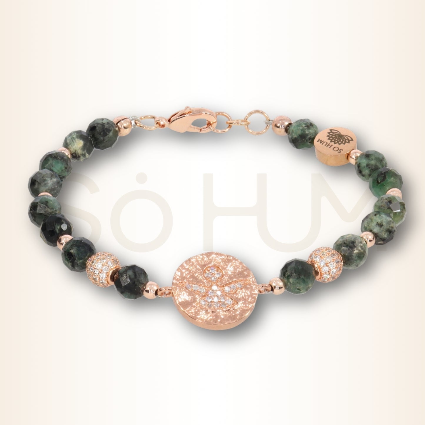 Brățara Binecuvântărilor Divine cu Arhanghelul Barachiel și cristale naturale de Smarald