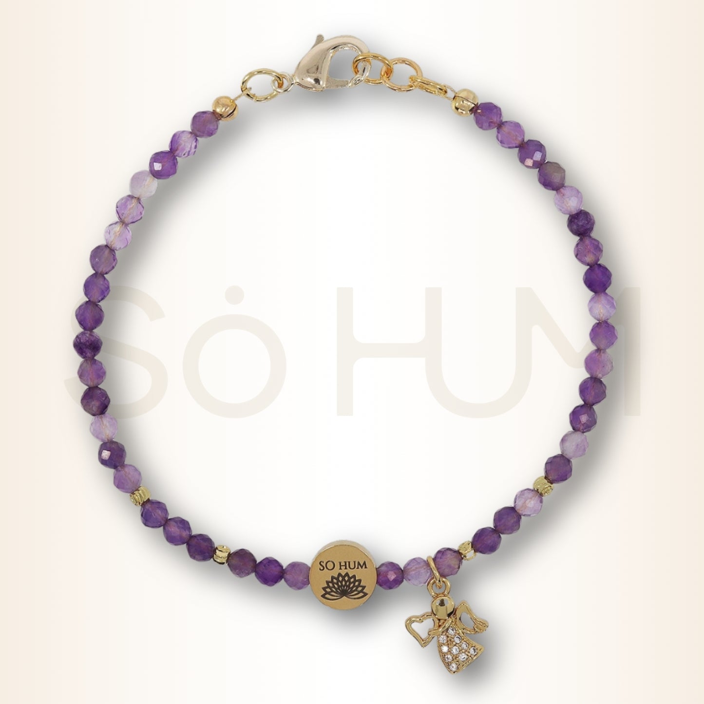 Brățara clarității și a iluminării cu Arhanghelul Uriel și cristale fațetate de Ametist