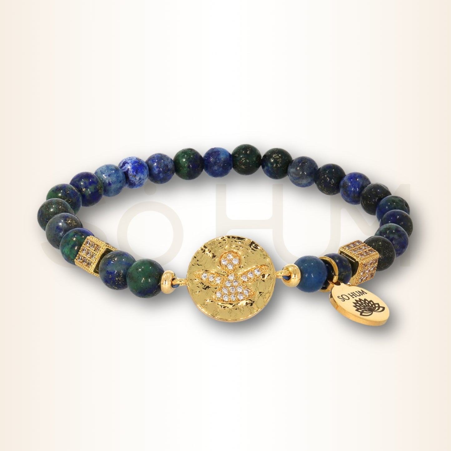 Brățara compasiunii și a voinței Divine cu Arhanghelul Zadkiel și cristale naturale de Azurit