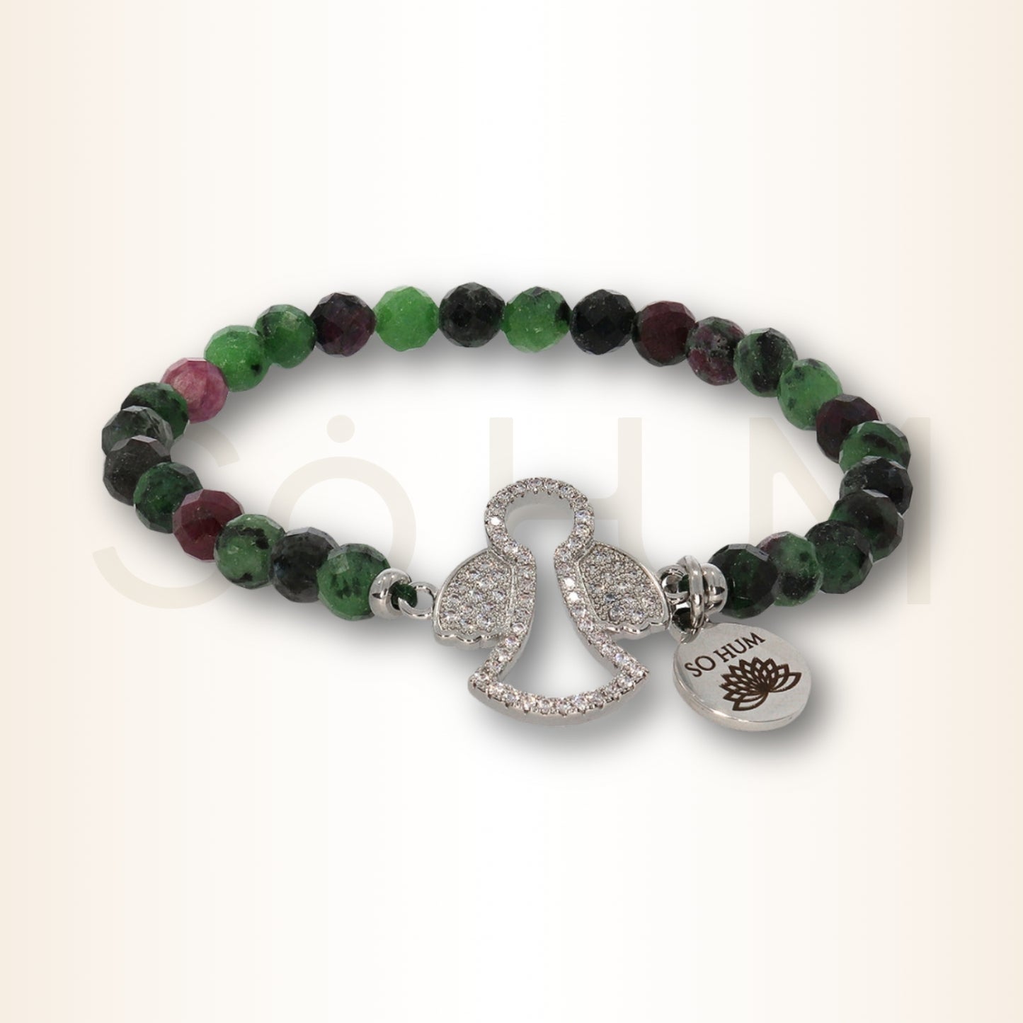 Brățara cu Arhanghelul Raphael - vindecătorul Sufletului - și cristale fațetate de Zoisit-Rubin