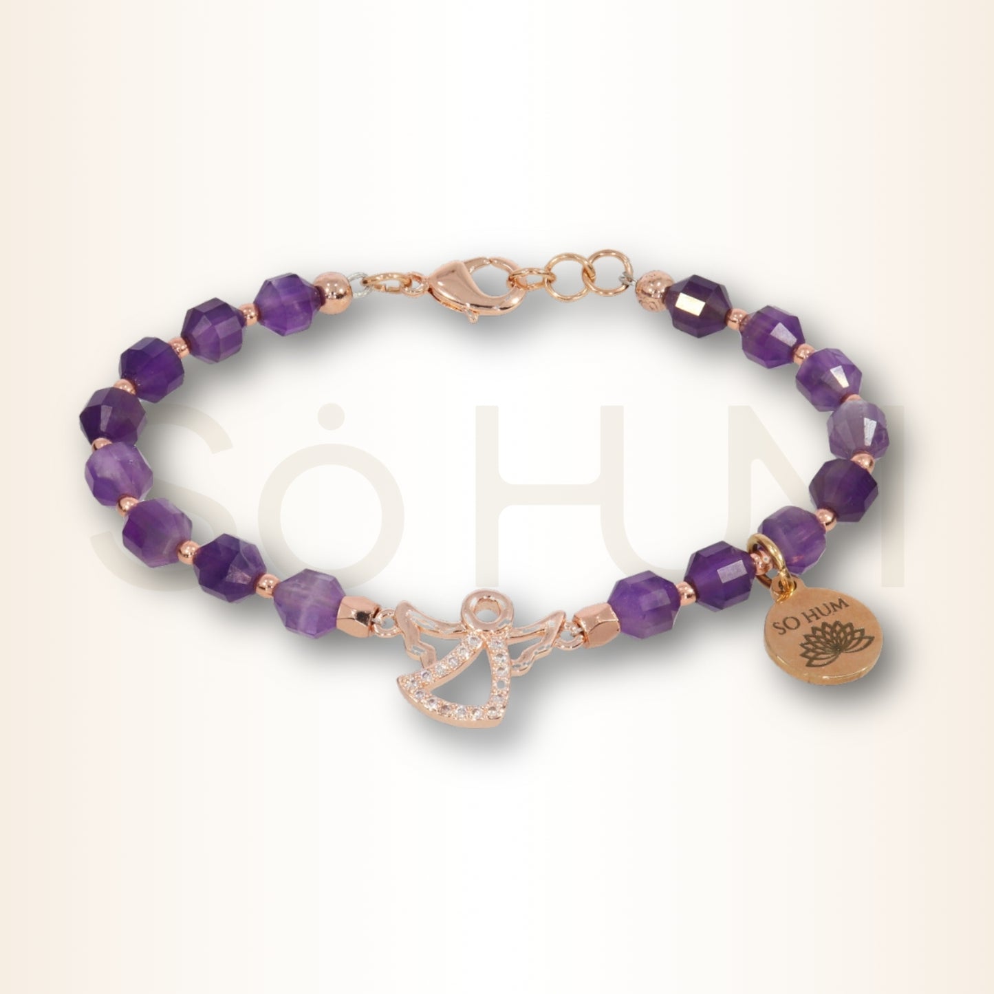 Brățara intuiției și a transformării cu Arhanghelul Zadkiel și cristale fațetate de Ametist