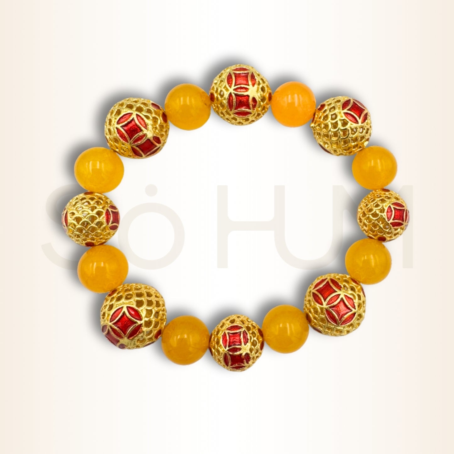 Brățară cu Jad galben și mandala banilor pentru amplificarea bogăției