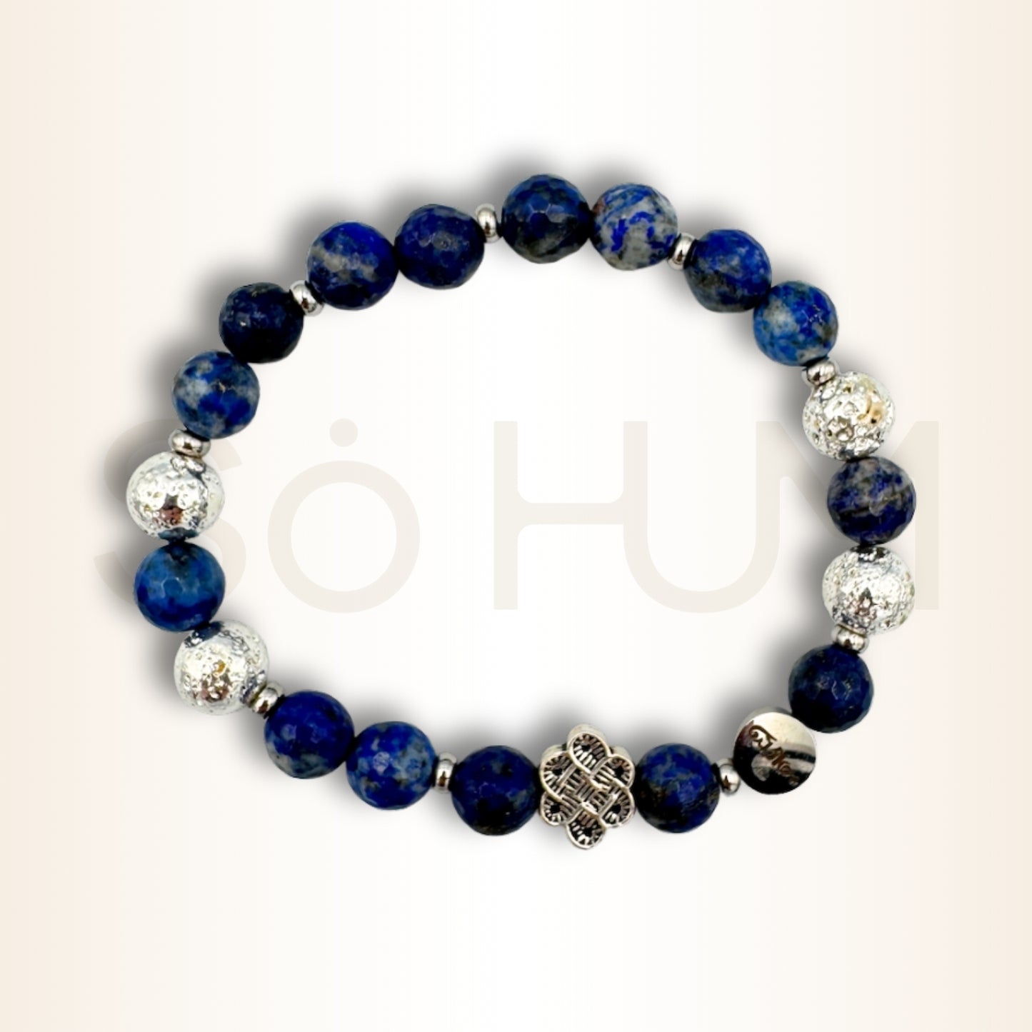 Brățară cu Lapis Lazuli și Nod mistic pentru intuiție și prosperitate