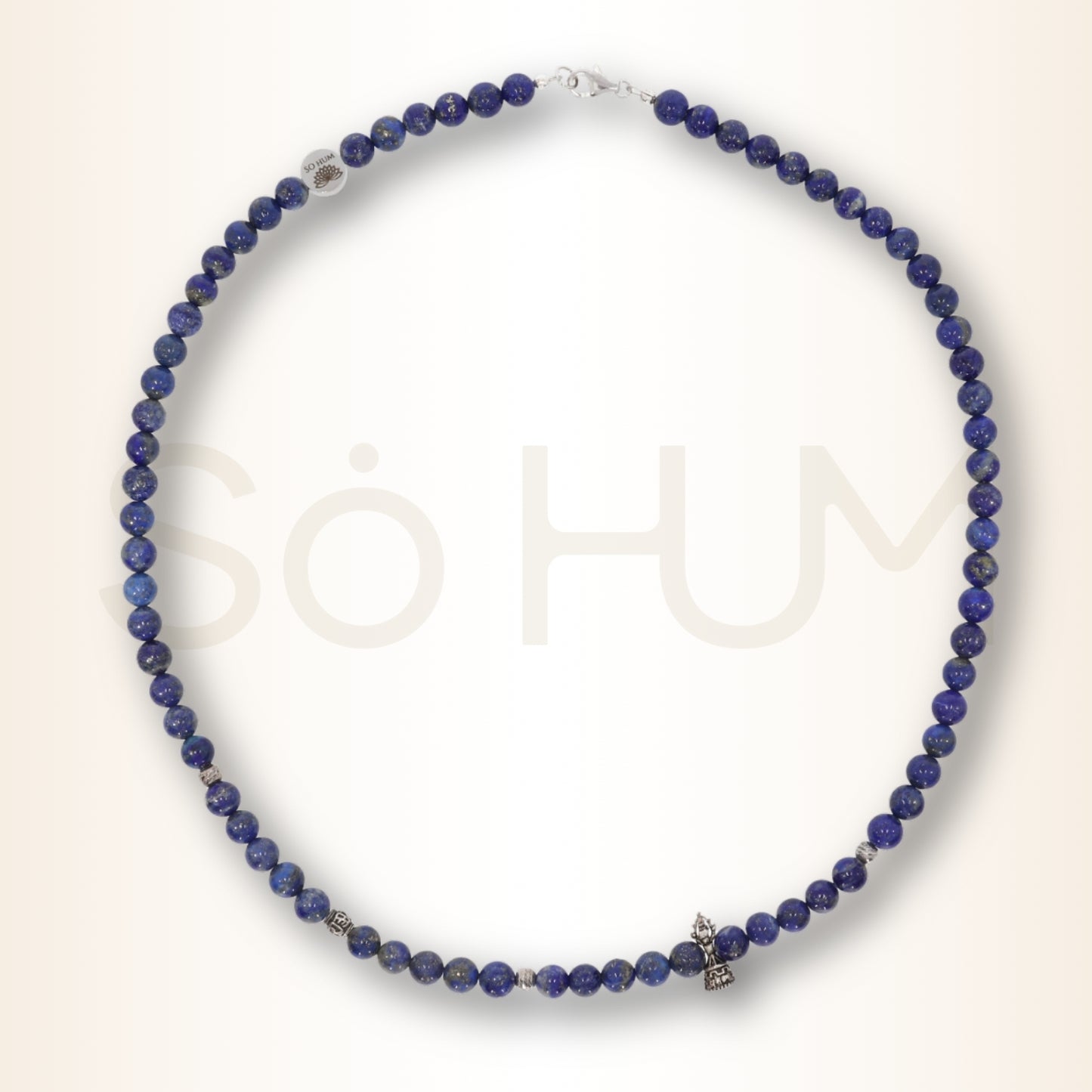 Colier Ancestral cu Lapis Lazuli, Talismane Om Mani Padme Hum și Dorje pentru Putere și Protecție