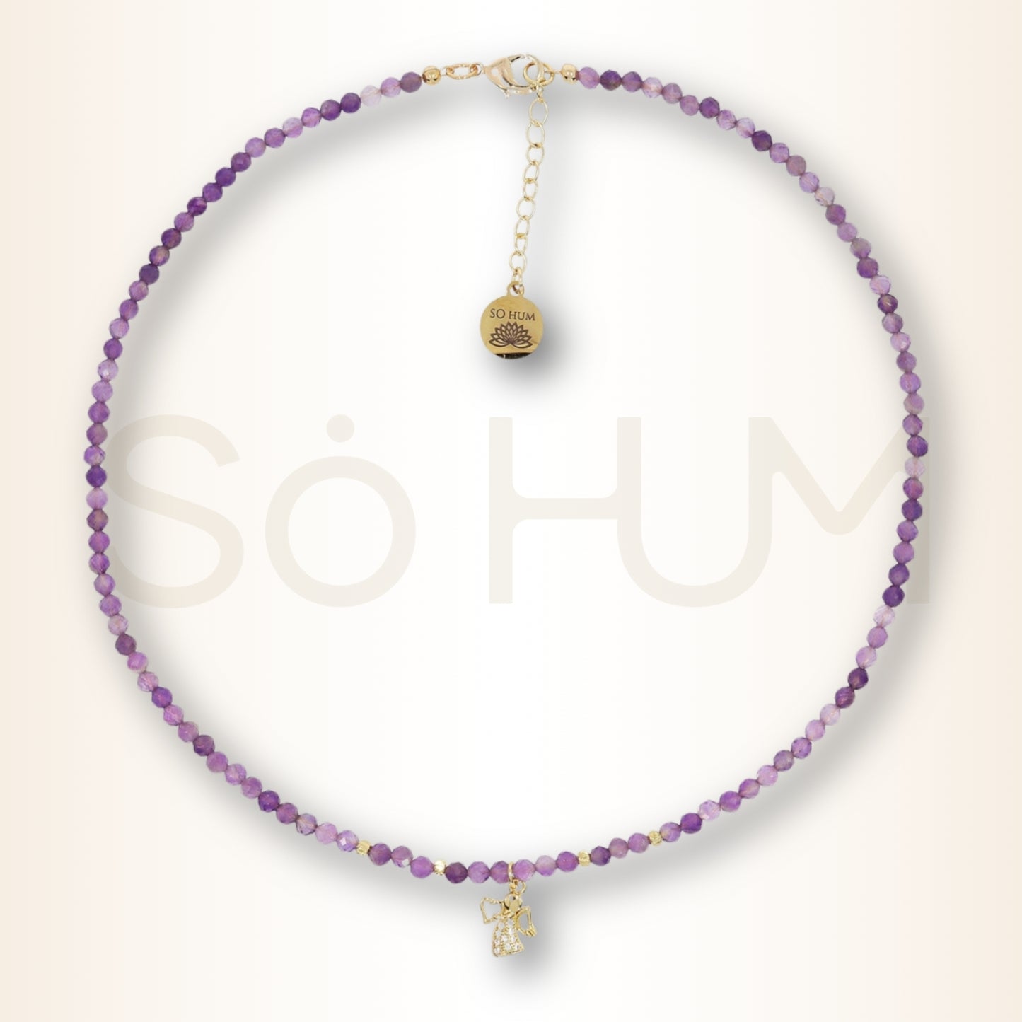 Colierul clarității și a Iluminării cu Arhanghelul Uriel și cristale fațetate de Ametist