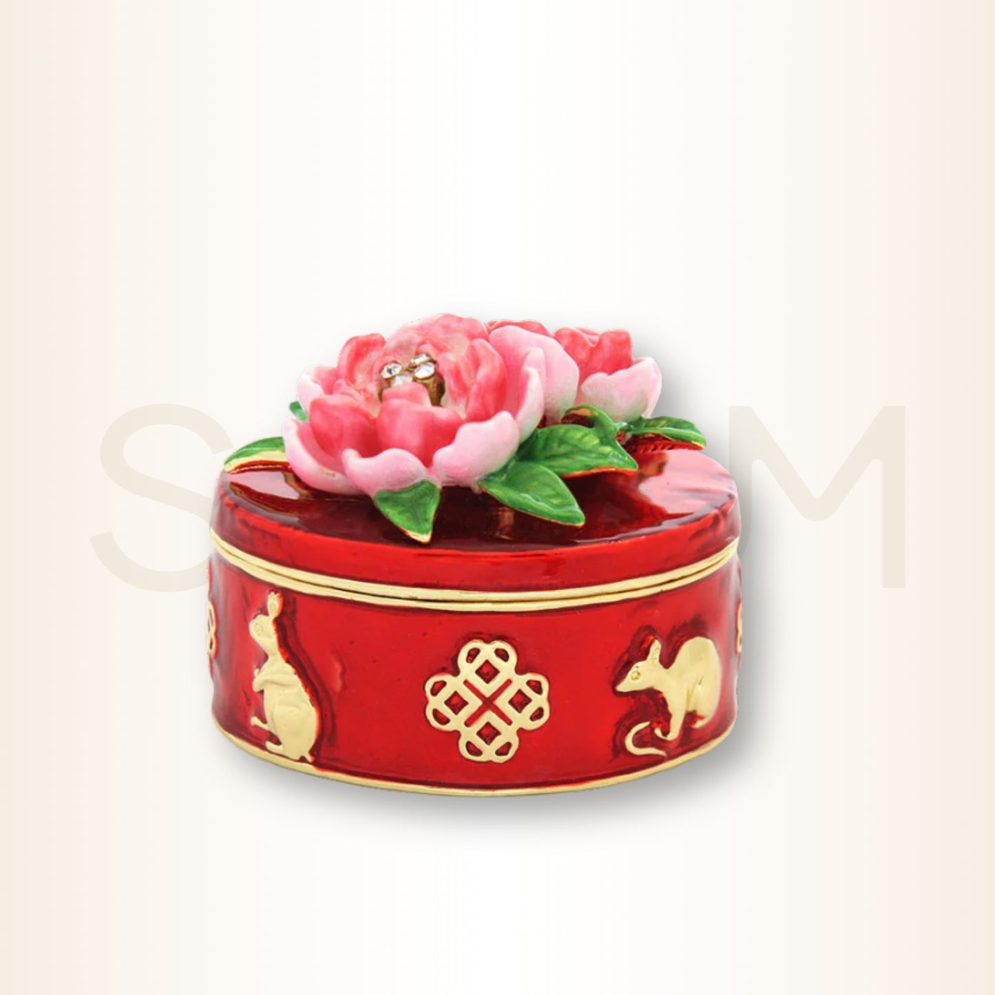 Cutia Peach Blossom cu bujori - pentru atragerea iubirii adevărate