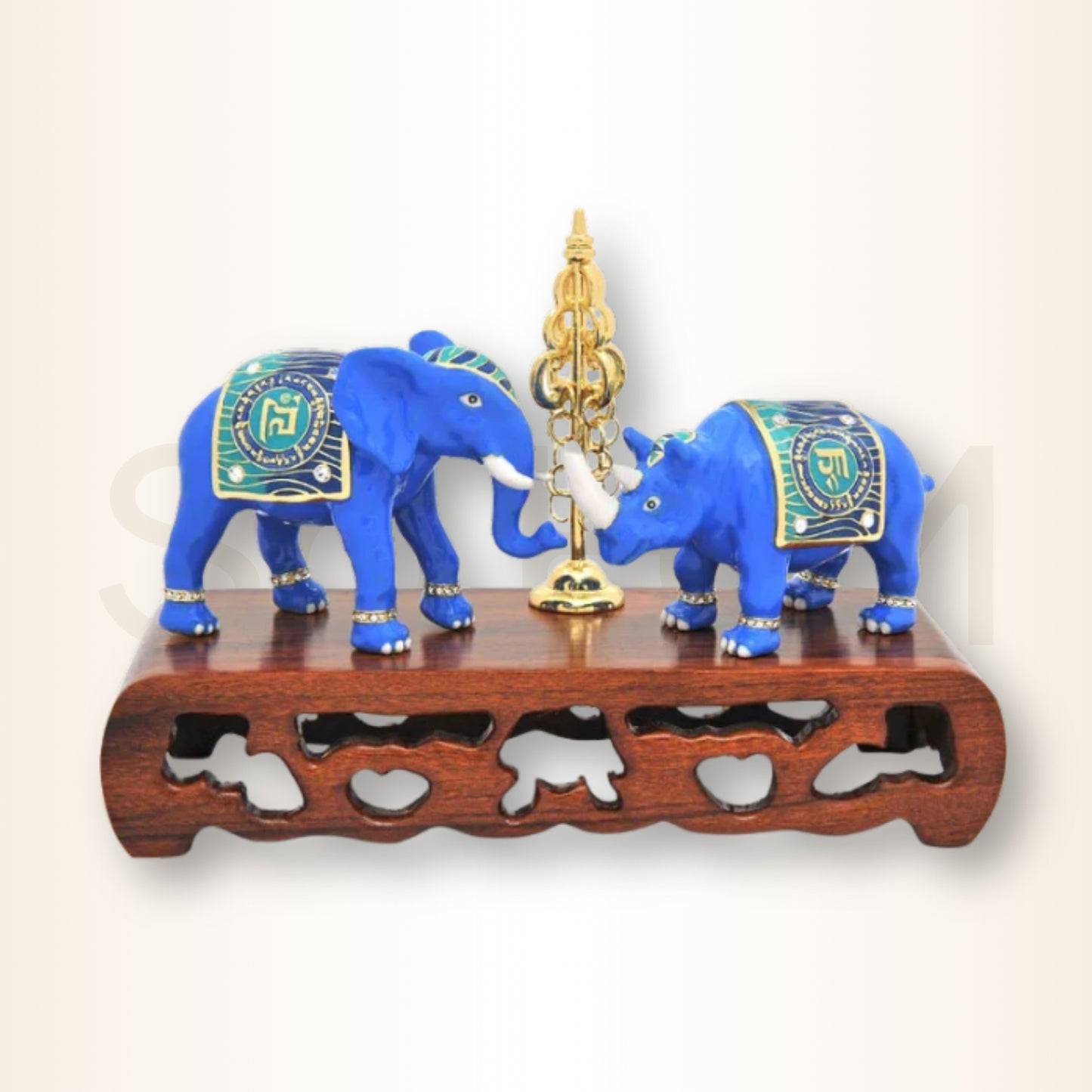 Elefantul și Rinocerul Albastru cu Ksitigarbha - pentru protecție împotriva furturilor, pierderilor financiare, agresivității și trădărilor