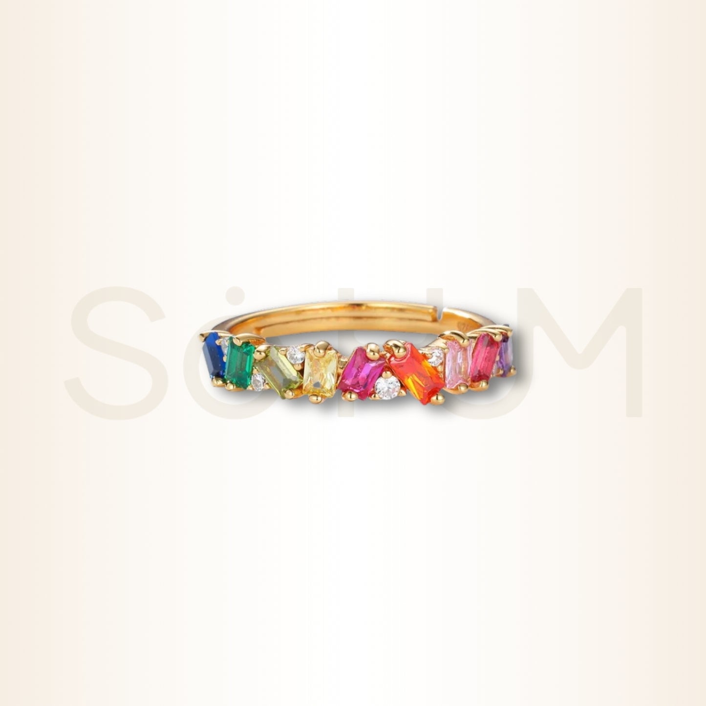 Inel cu Cubic Zirconia multicolor pentru fericire și optimism