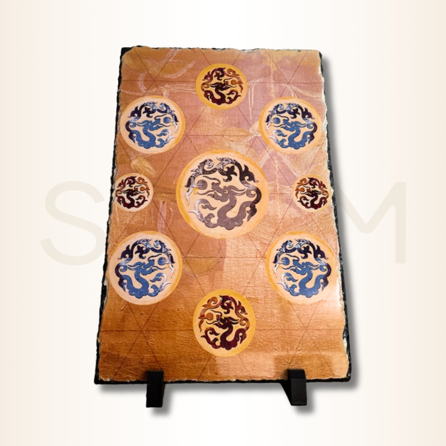 Placă din piatră cu 9 Dragoni - pentru activarea succesului, puterii, curajului și carismei