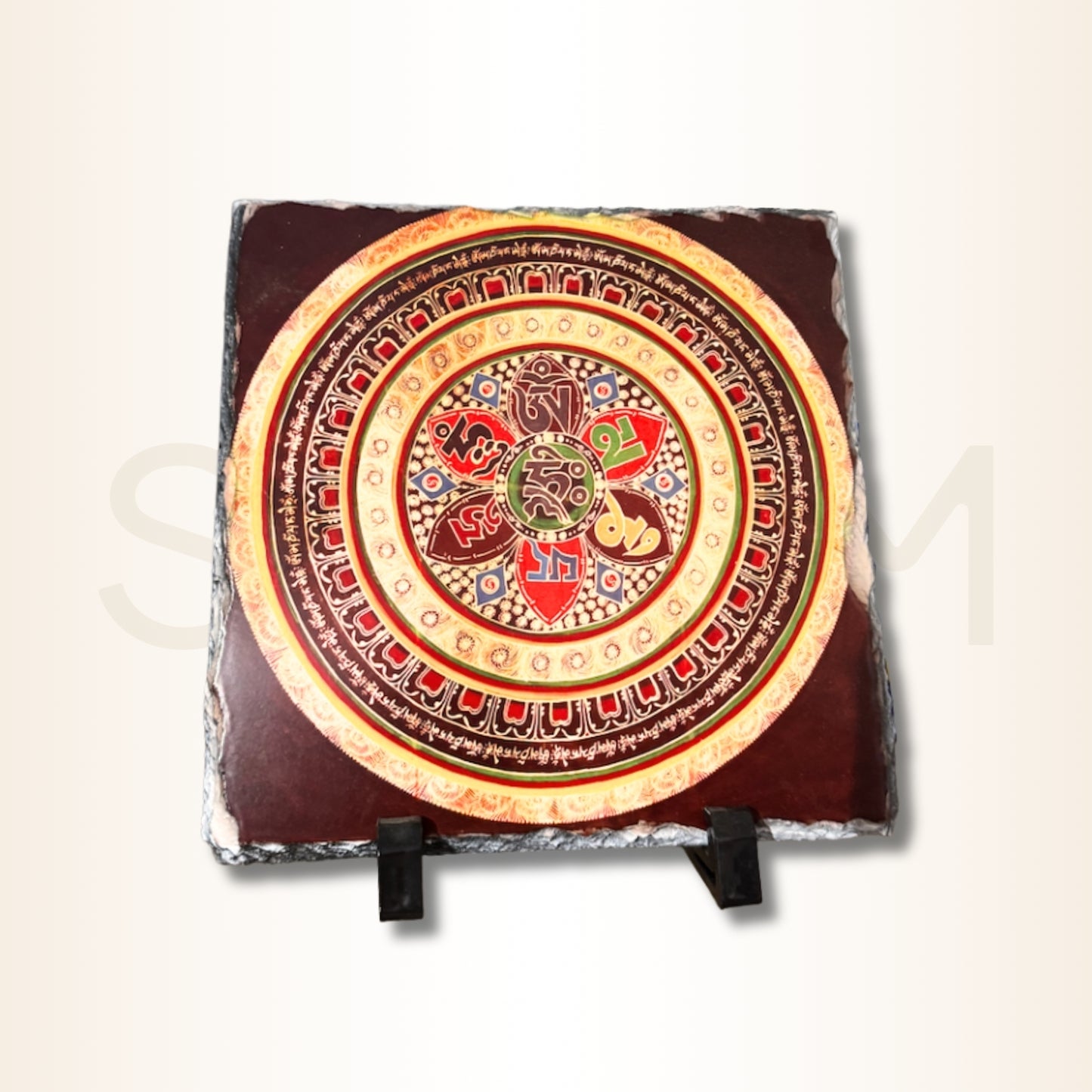 Placă din piatră cu Mantra Lotusului - pentru protecție, echilibru interior și deschidere spirituală