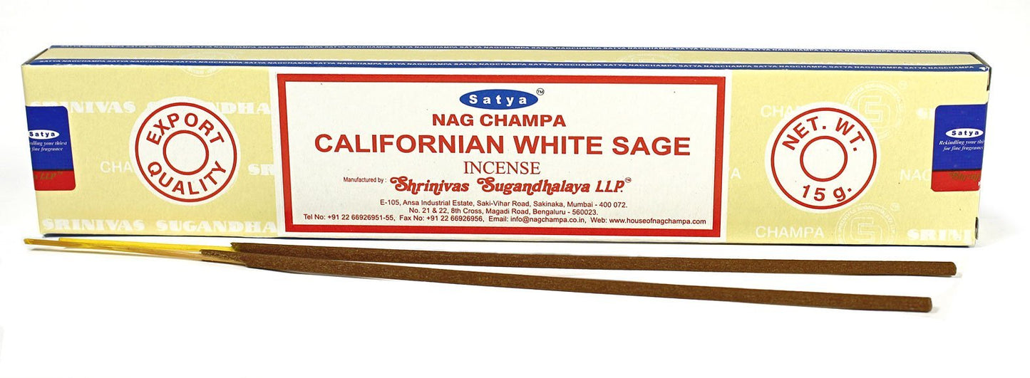 SATYA CALIFORNIAN WHITE SAGE - Betisoare parfumate premium cu Salvie Alba de California