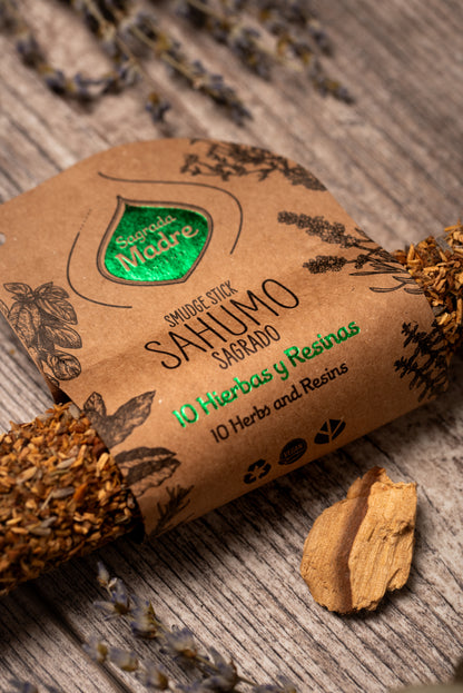 Baghetă de smudging cu 10 plante și rășini pentru transformări profunde (SAGRADA MADRE – Sahumos)