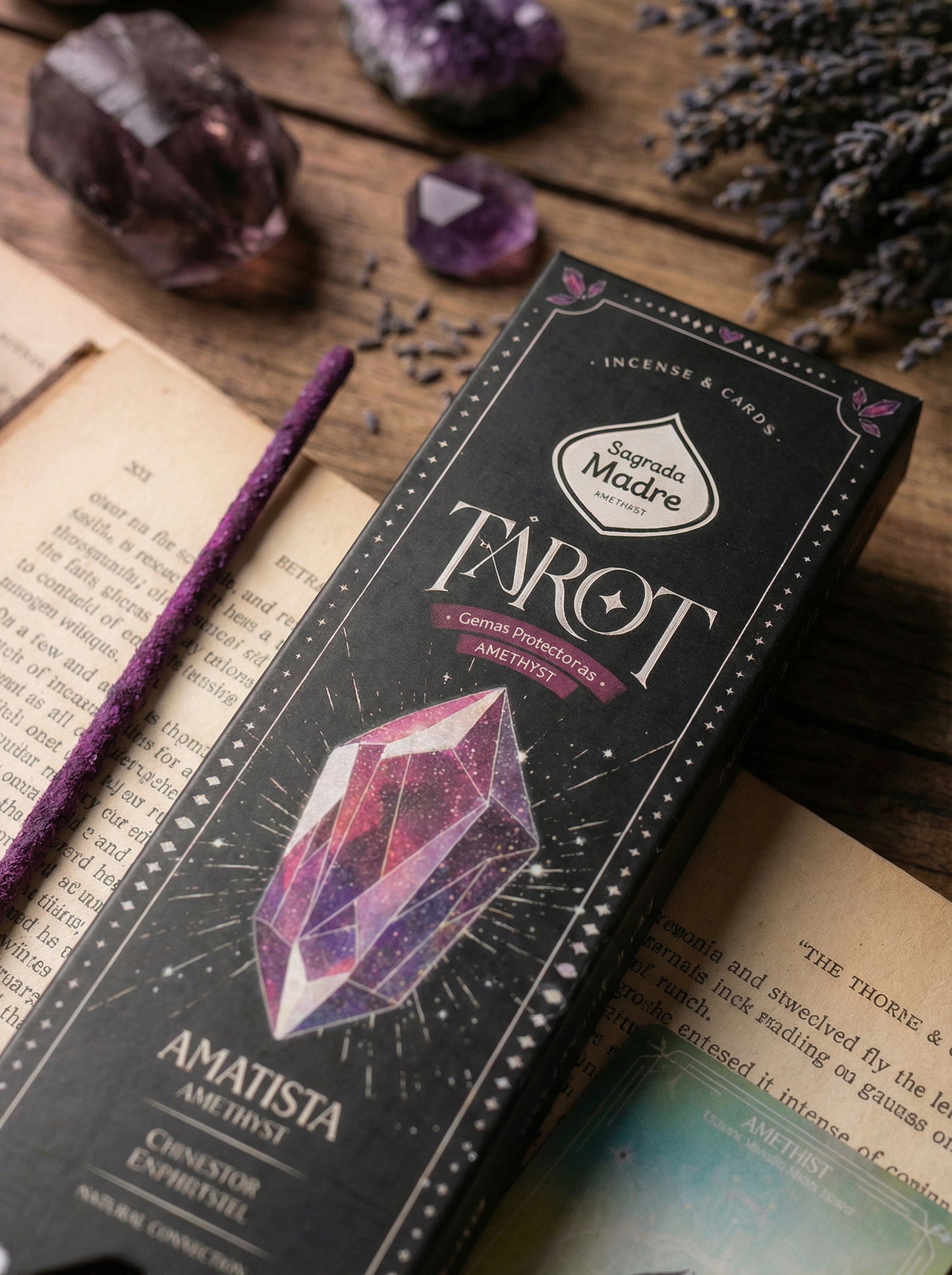 Bețișoare parfumate Ametist pentru claritate și protecție (SAGRADA MADRE - Tarot Gemas)