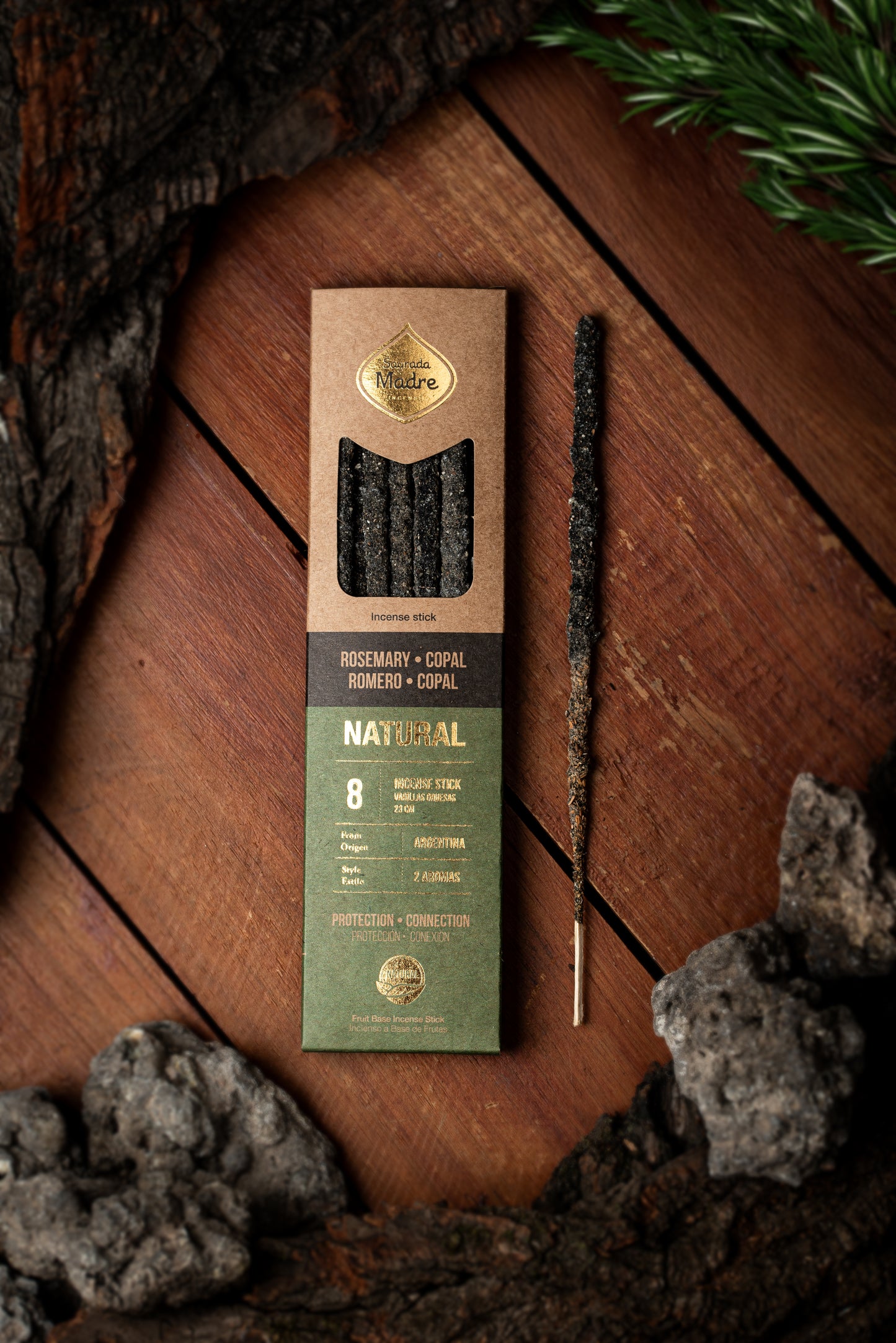 Bețișoare parfumate DUO cu Rozmarin și Copal pentru protecție și conexiune Divină (SAGRADA MADRE – Natural)