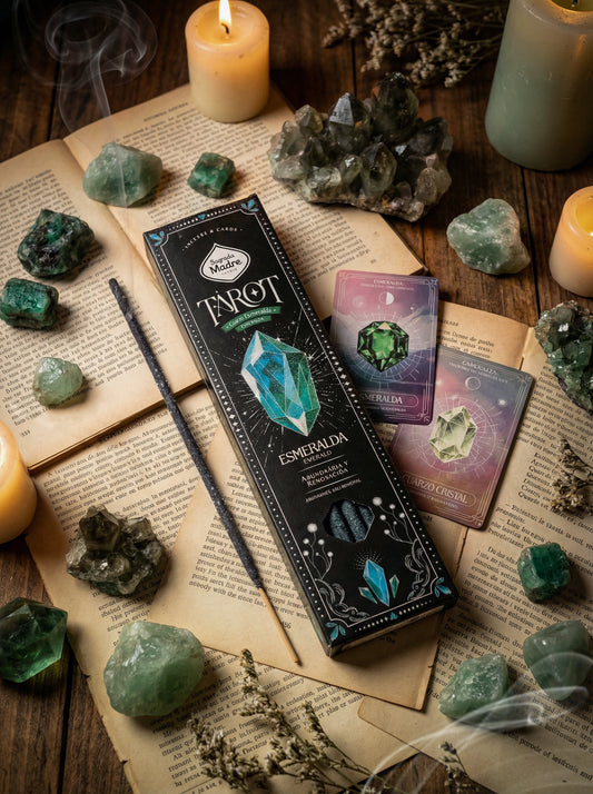Bețișoare parfumate Smarald pentru abundență și prosperitate (SAGRADA MADRE - Tarot Gemas)