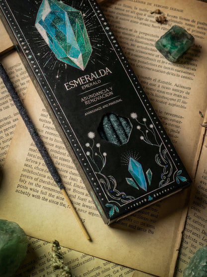 Bețișoare parfumate Smarald pentru abundență și prosperitate (SAGRADA MADRE - Tarot Gemas)