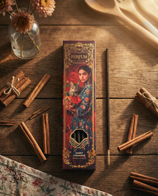 Bețișoare parfumate Sweet Cinnamon pentru putere, dragoste și abundență (TAO Perfum Premium)