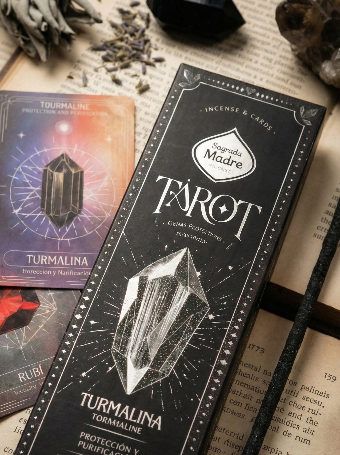 Bețișoare parfumate Turmalină pentru protecție și purificare (SAGRADA MADRE - Tarot Gemas)