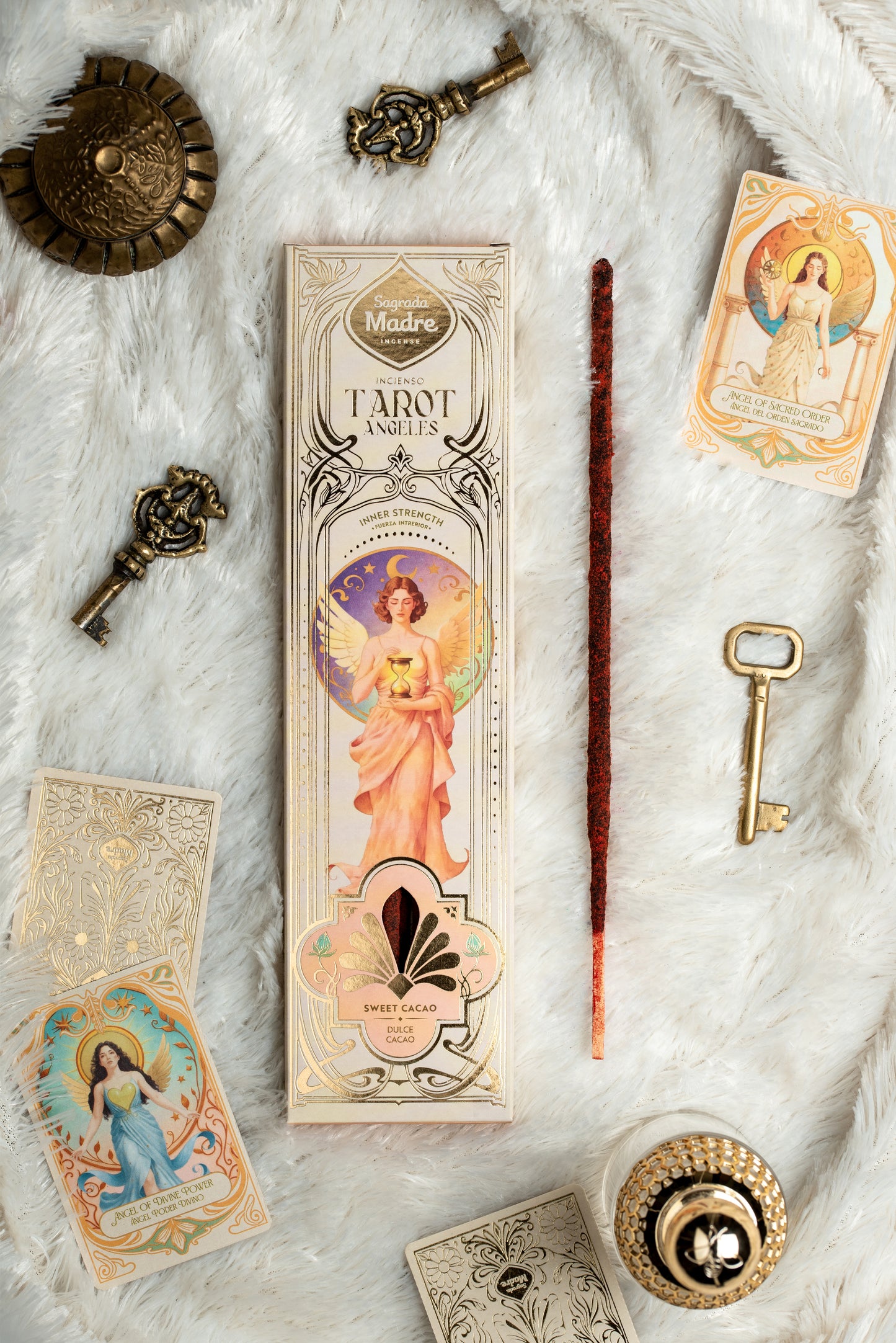 Bețișoare parfumate cu Cacao pentru putere interioară și echilibru emoțional (SAGRADA MADRE – Tarot Angels)