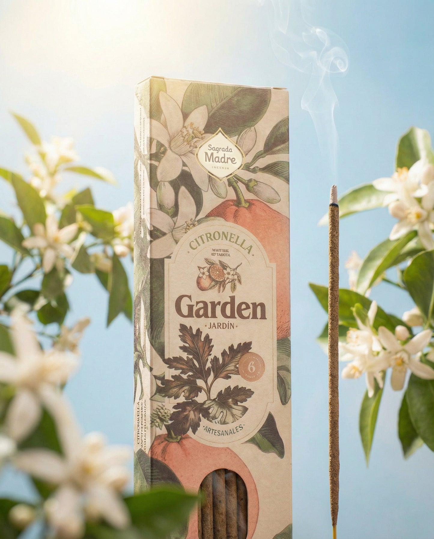 Bețișoare parfumate cu Citronela, Grapefruit și Pomelo pentru energie și creativitate (SAGRADA MADRE – Garden)