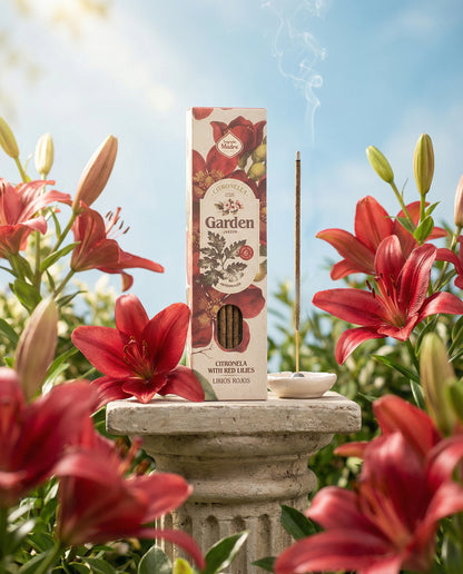 Bețișoare parfumate cu Citronela și Crin roșu pentru armonie și sensibilitate (SAGRADA MADRE – Garden)
