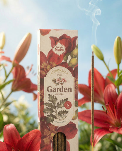 Bețișoare parfumate cu Citronela și Crin roșu pentru armonie și sensibilitate (SAGRADA MADRE – Garden)