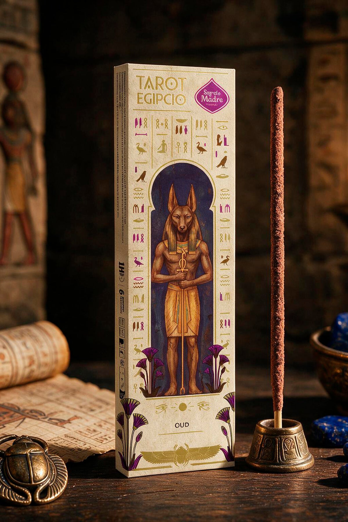 Bețișoare parfumate cu Oud pentru protecție spirituală, înțelepciune și dezvoltarea intuiției (SAGRADA MADRE - Tarot Egipcio)