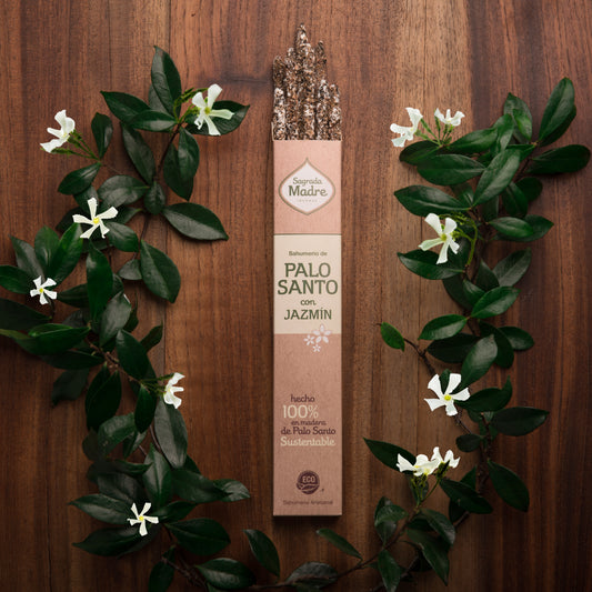 Bețișoare parfumate cu Palo Santo și Iasomie pentru armonie interioară și deschiderea inimii (SAGRADA MADRE – Palo Santo Linea)