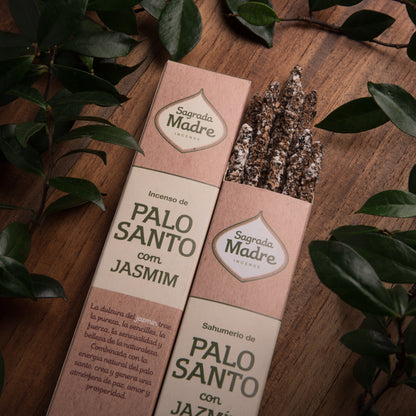 Bețișoare parfumate cu Palo Santo și Iasomie pentru armonie interioară și deschiderea inimii (SAGRADA MADRE – Palo Santo Linea)