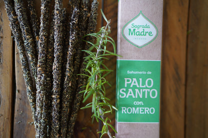 Bețișoare parfumate cu Palo Santo și Rozmarin pentru claritate și protecție spirituală (SAGRADA MADRE – Palo Santo Linea)