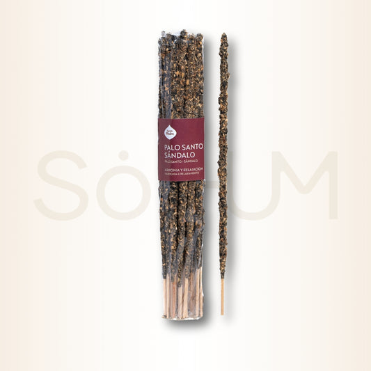 Bețișoare parfumate cu Palo Santo și Santal pentru curățare energetică, introspecție și armonie (SAGRADA MADRE – Incenses x20)