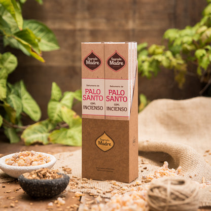 Bețișoare parfumate cu Palo Santo și Tămâie pentru curățare energetică și vindecare (SAGRADA MADRE – Palo Santo Linea)