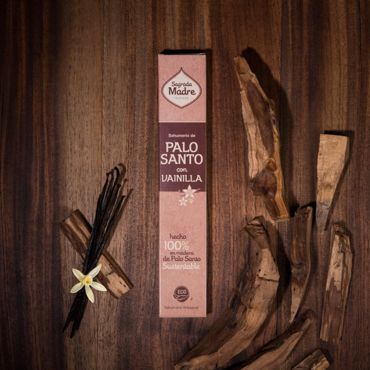 Bețișoare parfumate cu Palo Santo și Vanilie pentru curățare și armonie în relații (SAGRADA MADRE – Palo Santo Linea)