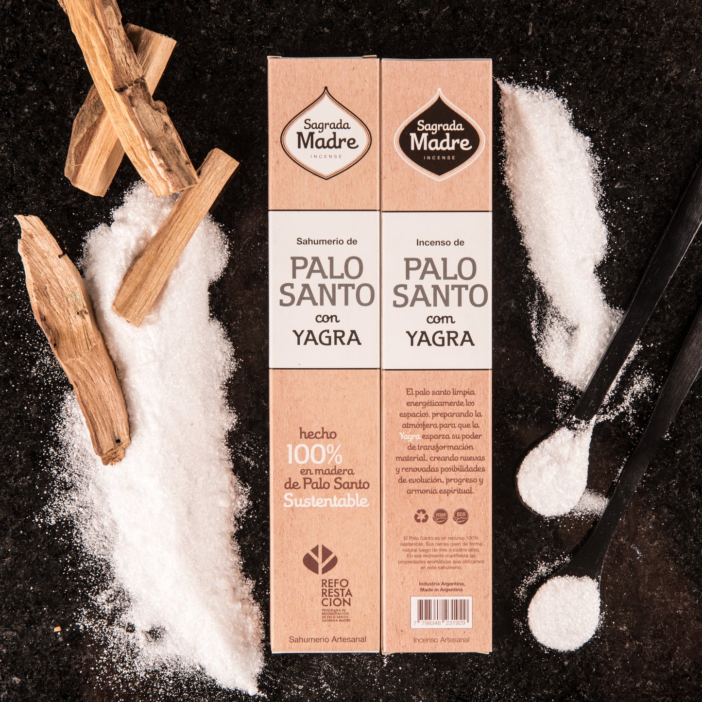 Bețișoare parfumate cu Palo Santo și Yagra pentru deblocarea fluxului de bani și abundență (SAGRADA MADRE – Palo Santo Linea)