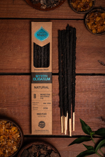 Bețișoare parfumate cu Smirnă și Tămâie pentru curățare energetică, pace interioară și vindecare (SAGRADA MADRE – Natural)