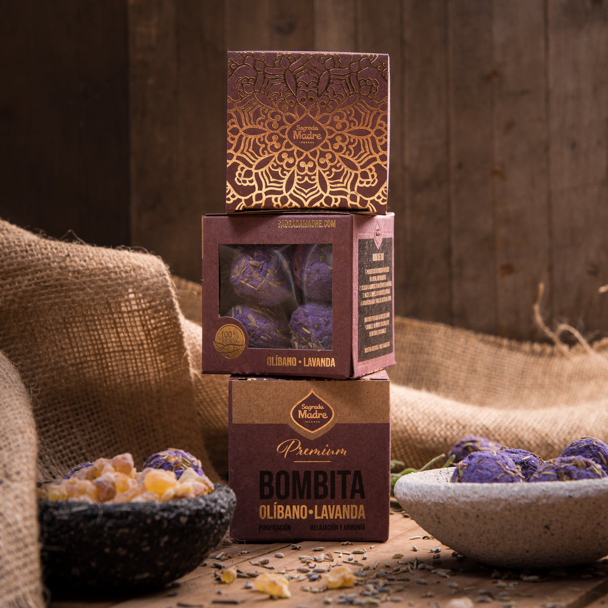 Bombe de fumigație Premium x8 cu Tămâie și Lavandă pentru relaxare profundă (SAGRADA MADRE - Bombitas Defumacion Premium)