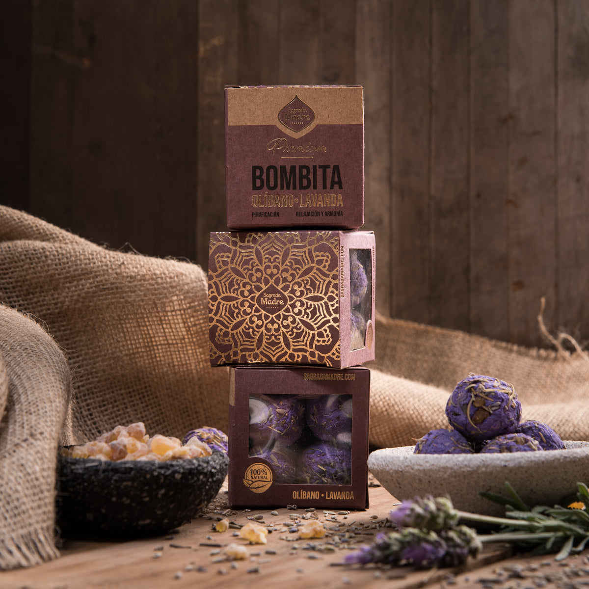 Bombe de fumigație Premium x8 cu Tămâie și Lavandă pentru relaxare profundă (SAGRADA MADRE - Bombitas Defumacion Premium)