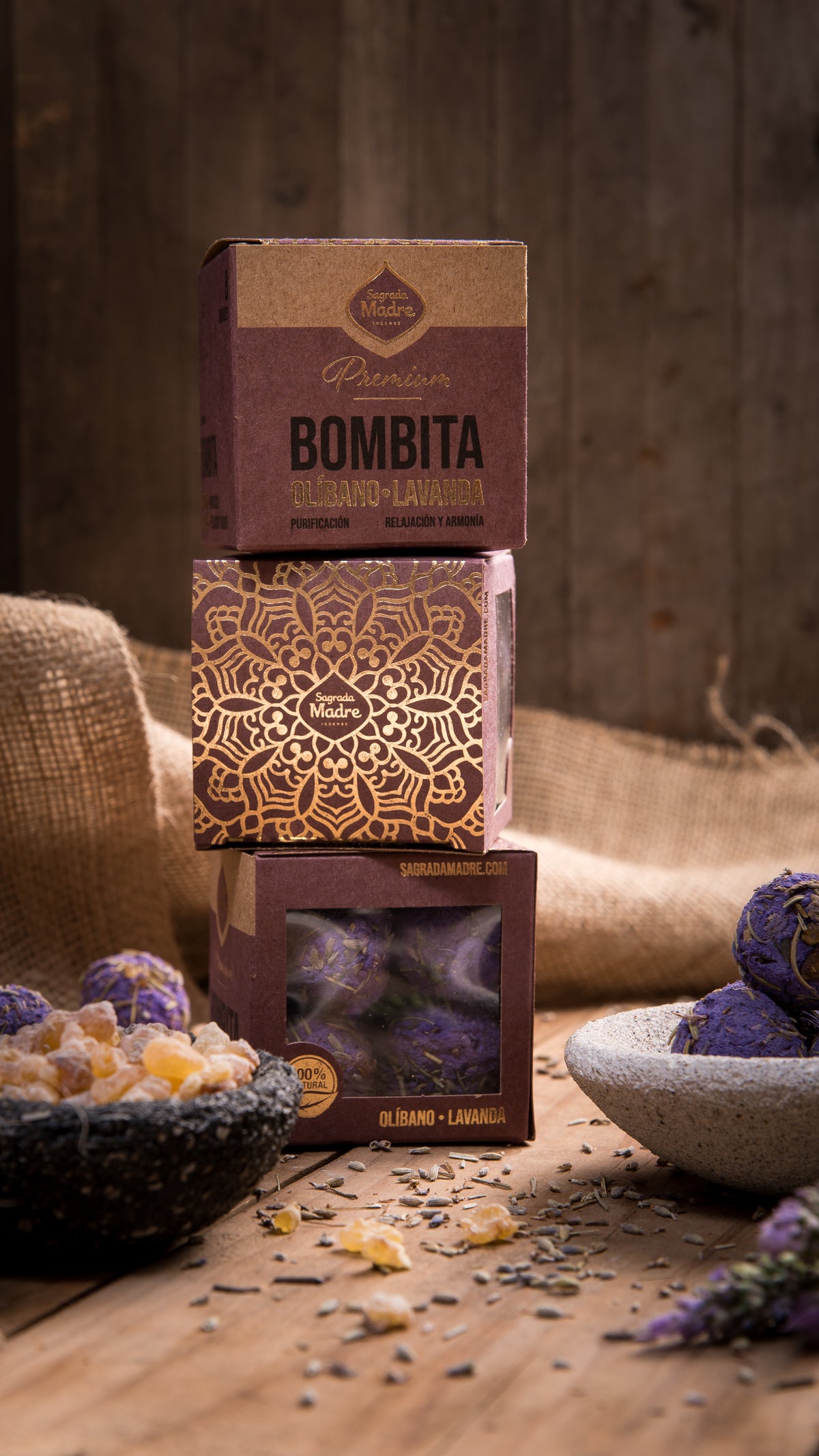 Bombe de fumigație Premium x8 cu Tămâie și Lavandă pentru relaxare profundă (SAGRADA MADRE - Bombitas Defumacion Premium)