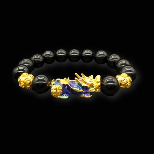 Brățară cu Pi Xiu și Obsidian pentru abundență și prosperitate