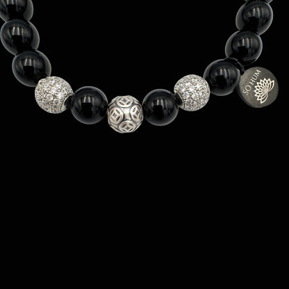 Brățară cu monedele chinezești tradiționale ale prosperității și Onix pentru bogăție și succes financiar