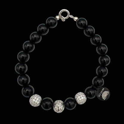 Brățară cu monedele chinezești tradiționale ale prosperității și Onix pentru bogăție și succes financiar