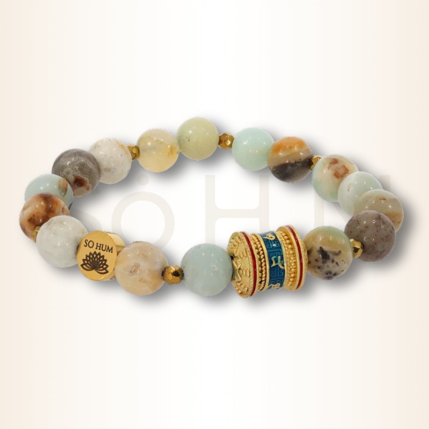 Brățară cu Angelit și mantra compasiunii Om Mani Padme Hum pentru protecție Divină